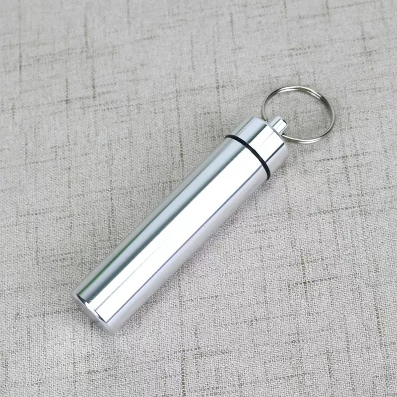 سبائك الألومنيوم المحمولة حبة حالة سلسلة مفاتيح مقاومة للماء معلقة زجاجة كبسولة الحاويات في الهواء الطلق التخييم السفر اللوحي صندوق تخزين #1