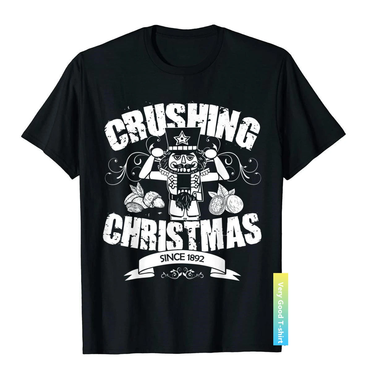 Funny Nutcracker Crushing Christmas Gift Nut Cracker T-Shirt Retro Fitness Tops Shirt Cotton T Shirts For Men Party