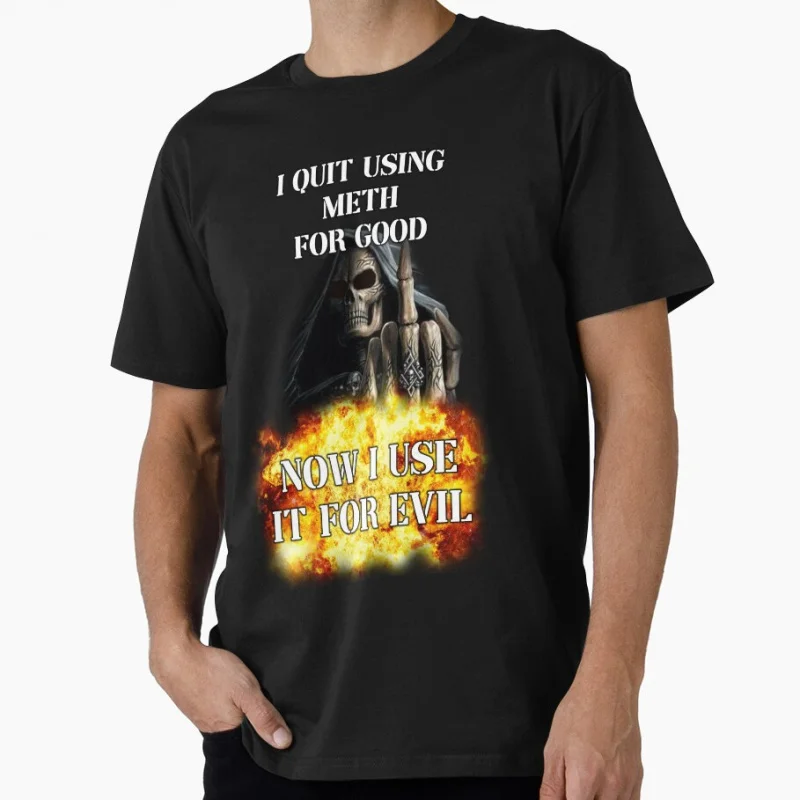 

i use it for evil badass skeleton meme Scary Halloween gift T shirt for man Large size Tops 100% cotton clothes