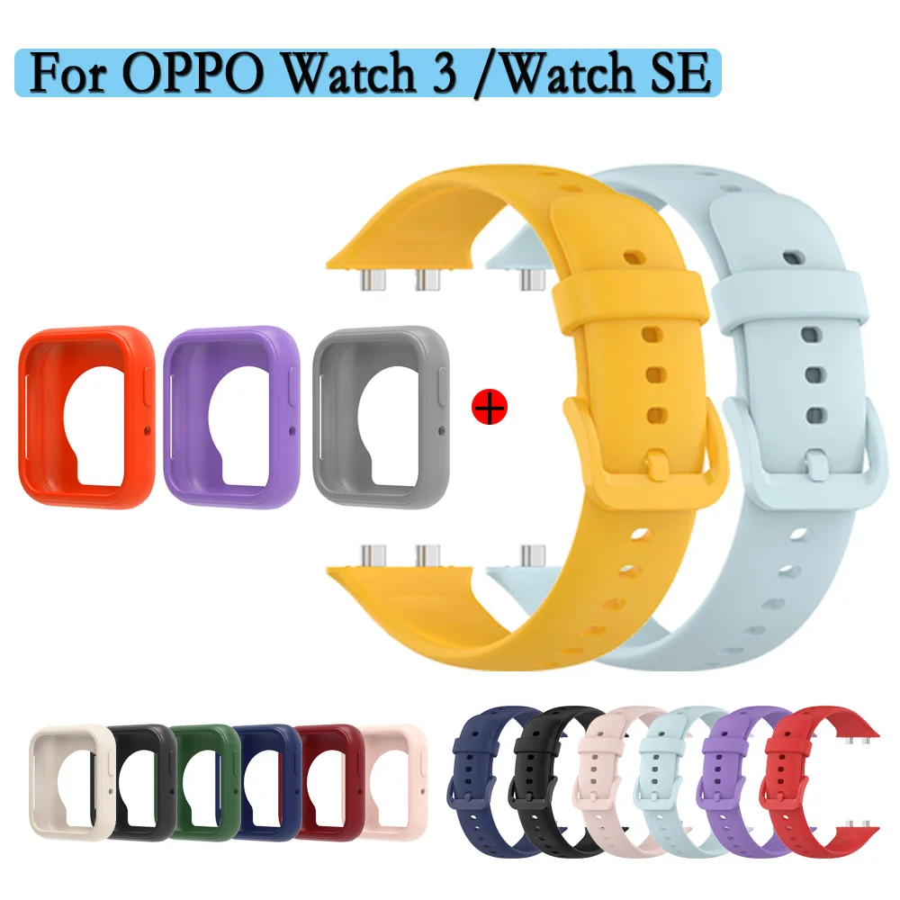สายนาฬิกาสำหรับ OPPO Watch 3สายนาฬิกาข้อมือซิลิโคนเปลี่ยนเคสทนทานและปรับสายรัดข้อมือสำหรับ OPPO Watch SE