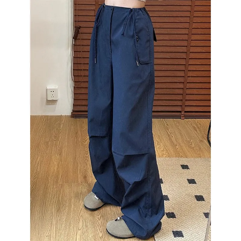 

Американский Sle с высокой талией, рабочая одежда, спортивные брюки, женские свободные повседневные брюки больших размеров, весенняя новинка, Sle