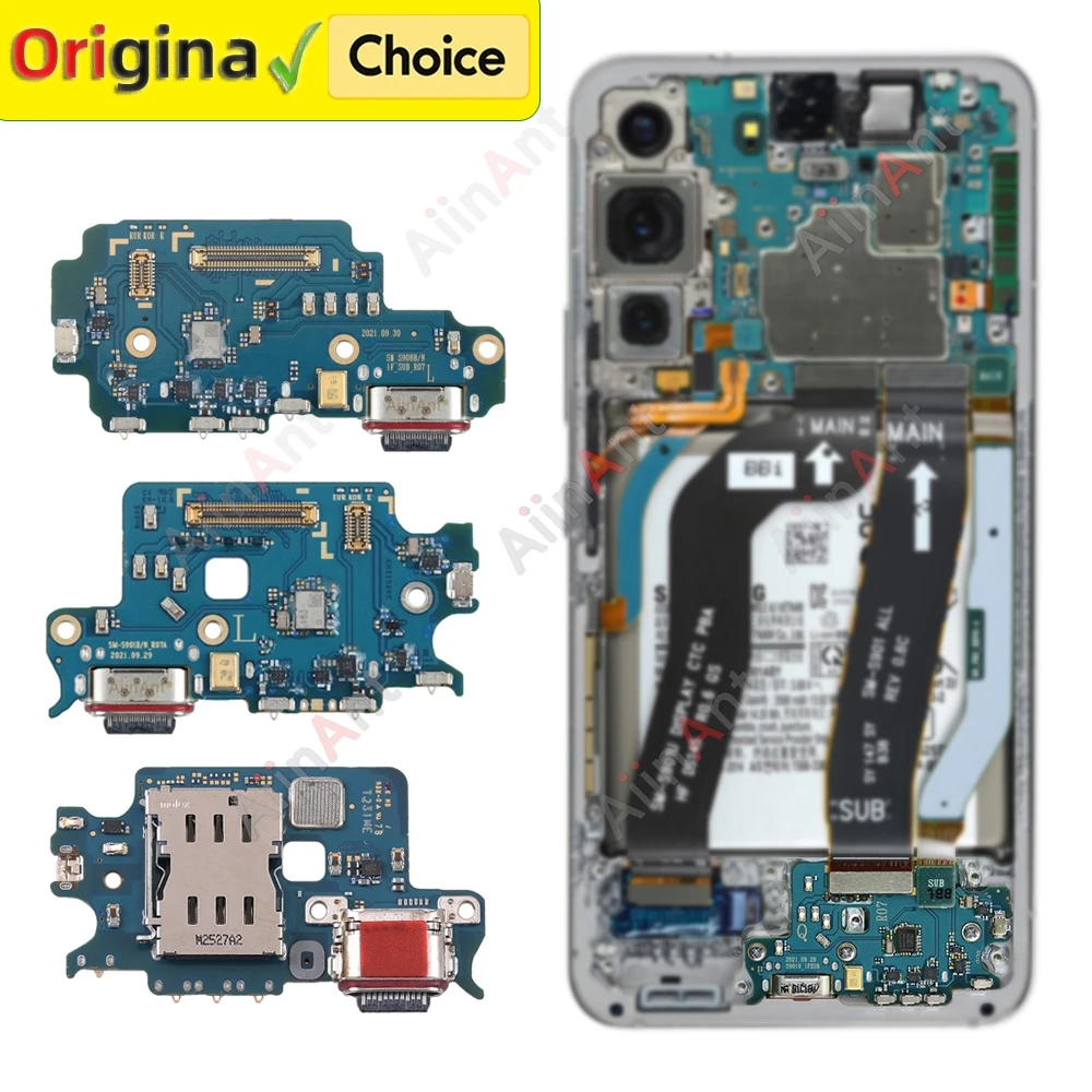 Aiinant For Samsung Galaxy S21 Ultra Plus FE G996B G996U G998W G990U USB Charger Board Dock Connector Charging Port Flex Cable