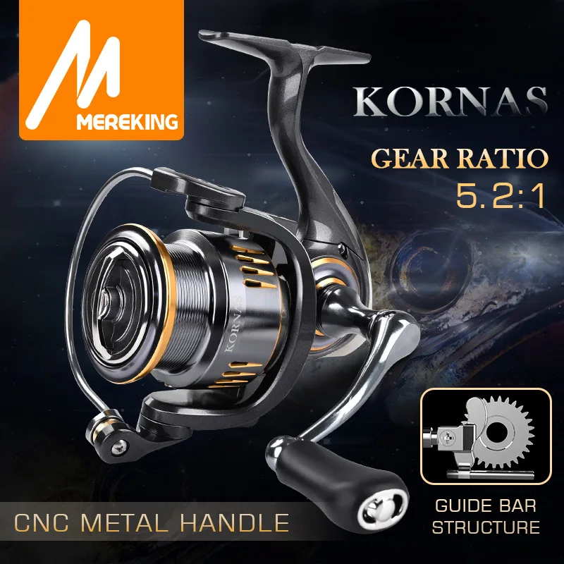 MEREKING KORNAS Series Rust Free And Smooth Bearing 5.2:1 Spinning Fishing Reel Drag 12Kg Max Power Spinning Wheel Fishing Coil