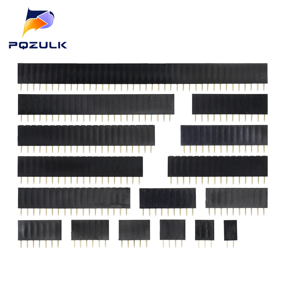 단일 행 암컷 2.54mm 간격 핀 소켓 암컷 헤더 커넥터, 2P 3P 4P 5P 6P 7P 8P 9P 10P 11P 12P 13P 14P 15, 100PCs P 40P