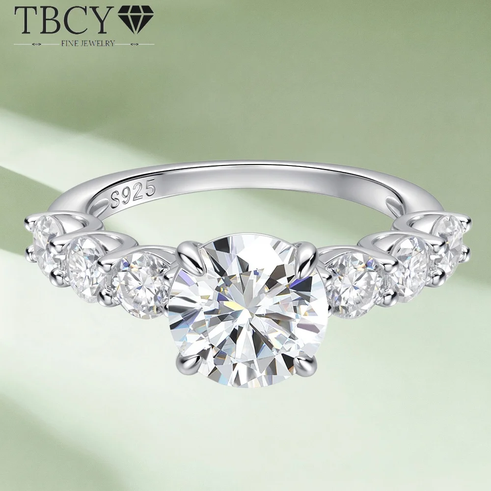 TBCYD 2CT Round Moissanite Halo Ring with Certified S925 Sterling Silver White Gold Plated Elegant Wedding Party Gift for Women