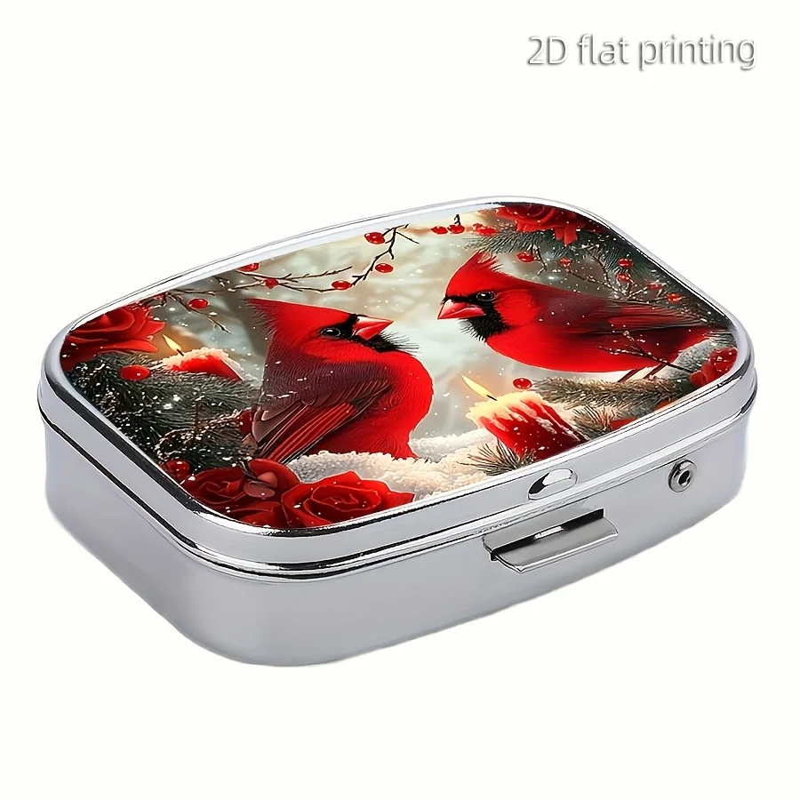 1 Lucky Bird Medicine Box, a Compact Double-Compartment Pill Box, Suitable for Carrying with You, Can Be Used as a Decorative Vitamin Storage Box, or as a Wallet Pill Box