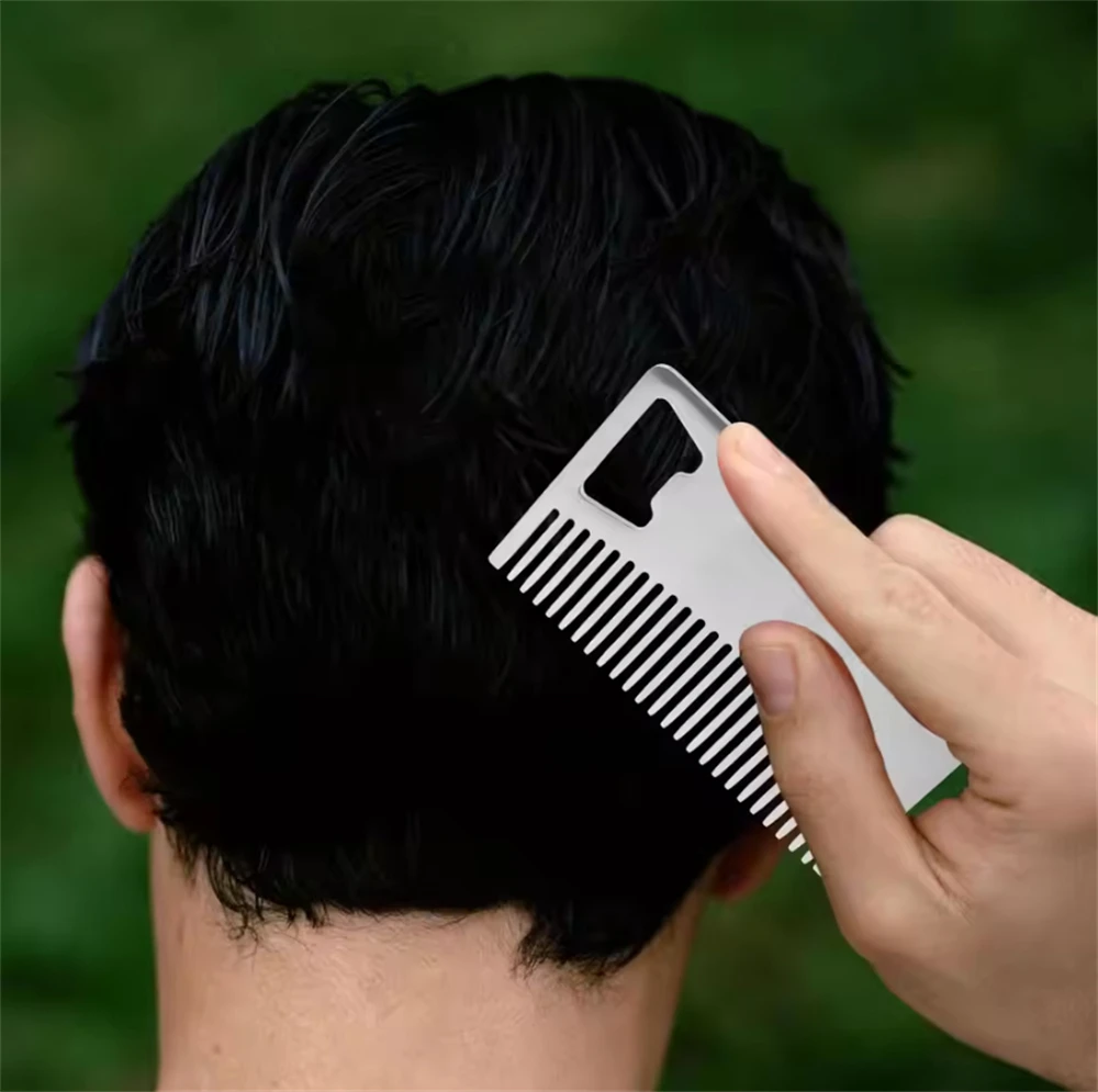 1pcs Stainless Steel Beard Comb Fine Tooth Oil Head Comb Portable Mini Styling  Tools For Barber Mustache Care
