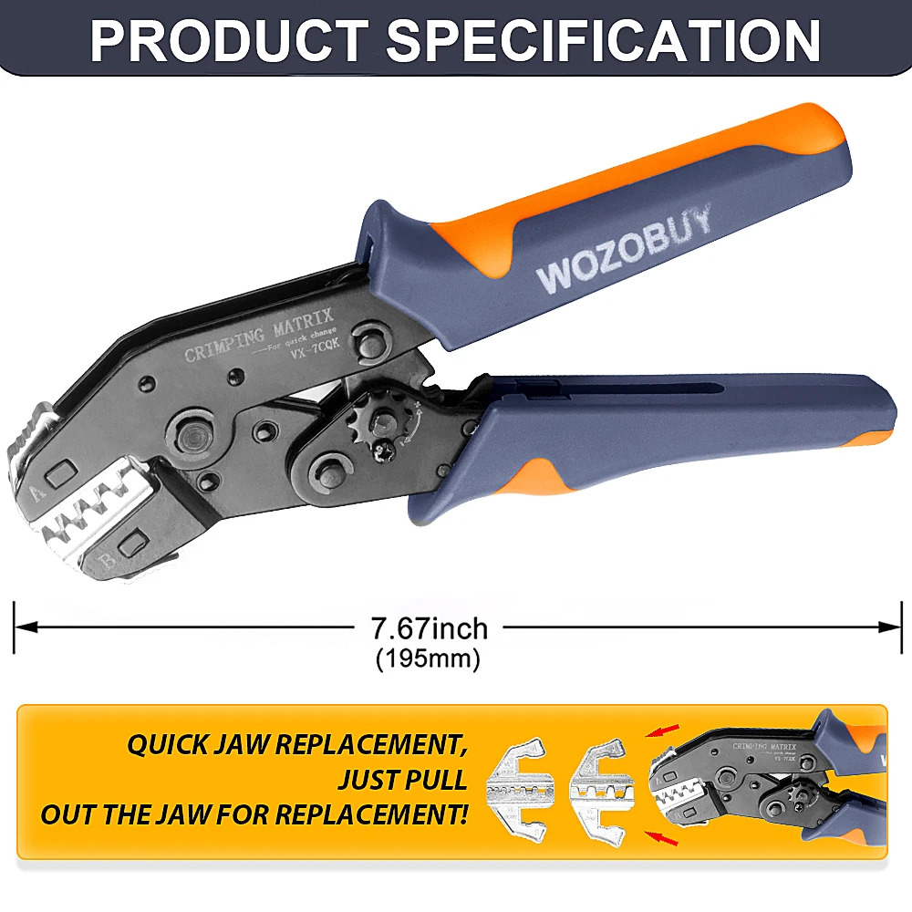 WOZOBUY Crimping Tool-8 inch Wire Stripper,Wire Crimper Set for Solar PV Connectors,Non-Insulated,DuPont,Ferrule Connectors