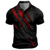 Vintage Men's Polo Shirt Scratch Print Casual Short Sleeve T-Shirt Lapel Buttons Golf Sport Shirt Fashion Oversized Men Clothing