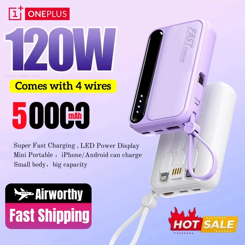 Xiaomi 50000 мАч Power Bank большой емкости 4 в 1 со встроенными кабелями интеллектуальный цифровой дисплей лазерный свет для Samsung Apple Xiaomi 50000 мАч Power Bank большой емкости 4 в 1 со встроенными кабелями интеллектуальный цифровой дисплей лазерный свет для Samsung Apple