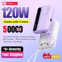 Oneplus 50000mAh Large Capacity Power Bank 4 In 1 Built in Cables Intelligent Digital Display Laser Light For Phone Xiaomi