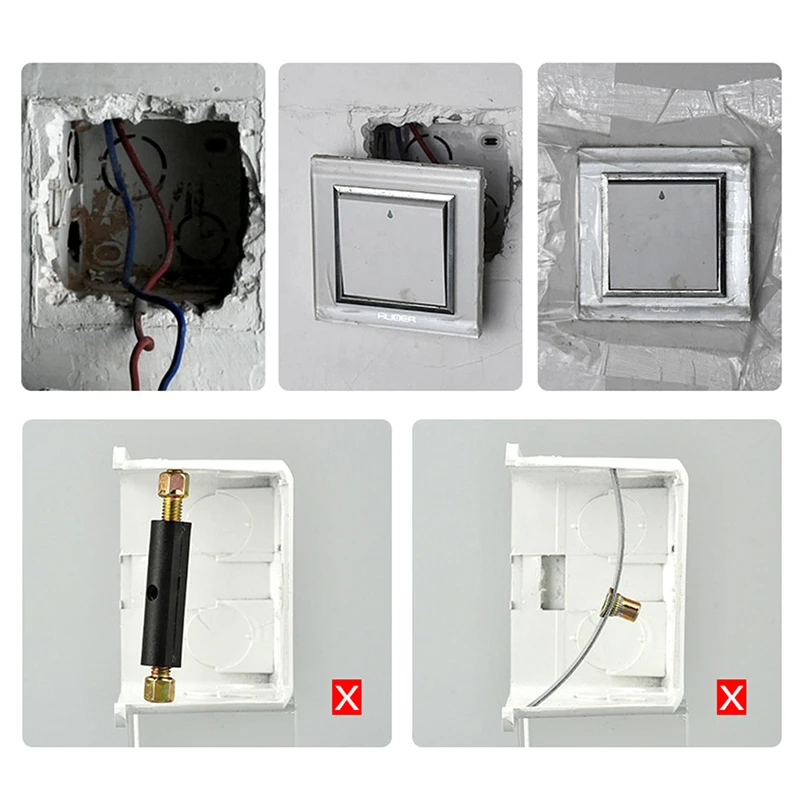 جهاز إصلاح مقبس الحائط الحديد والنايلون ، صندوق أسفل التبديل ، قضيب دعم ثابت ، الملحقات الكهربائية ، 84 نوع ، 118 ، 2 قطعة