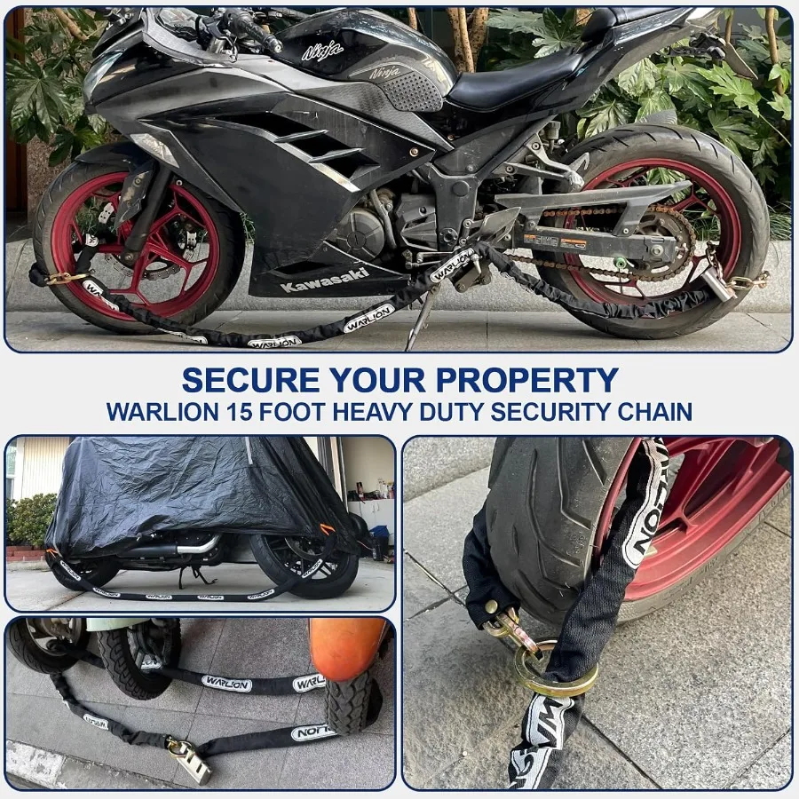 سلسلة أمان شديدة التحمل بسمك 15 قدم × 3 8 بوصة للحماية الآمنة للمولدات والدراجات الهوائية والمركبات ذات العجلتين المضادة للسرقة CutProo