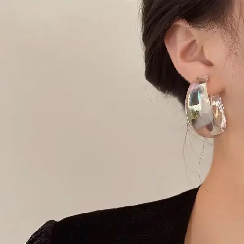 Moda koreańskie kolczyki w kolorze AB szerokie typu C kolczyki damskie w stylu Vintage nieregularne zwisające kolczyki dla kobiecej biżuterii imprezowej — zdjęcie 3