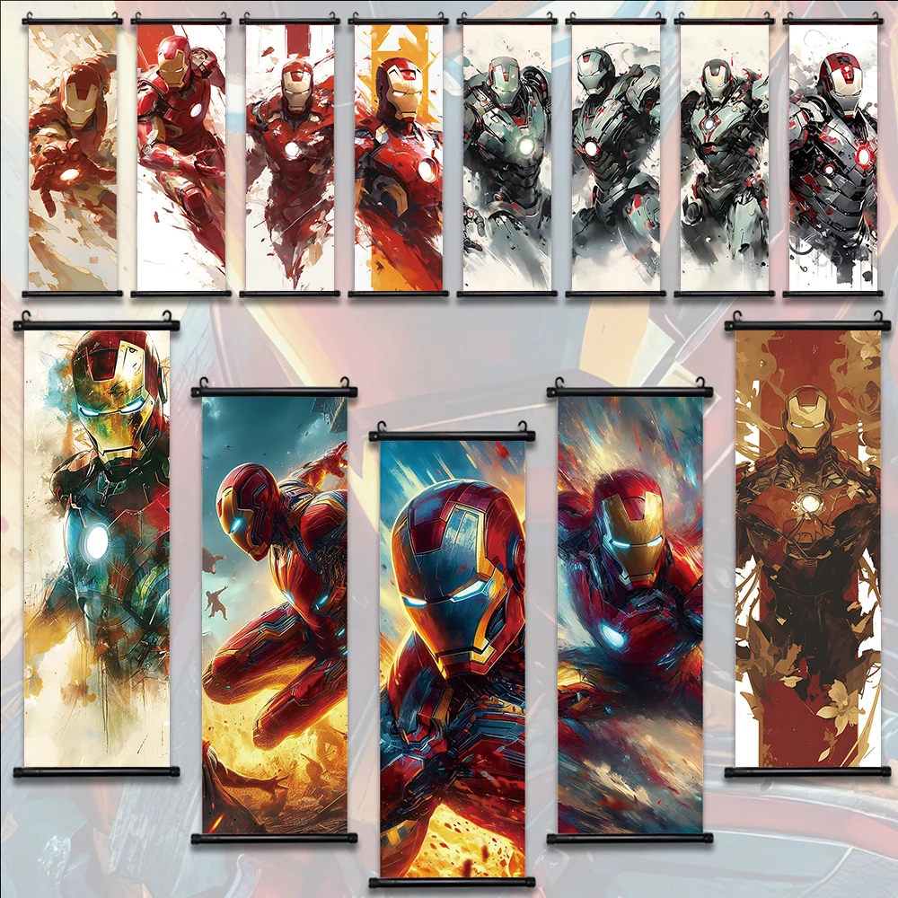 

Marvel Movie Hanging Scroll Poster I-Iron Man Wall Artwork Canvas Painting Print Home Decoration Decor Avengers Wallpaper Gift