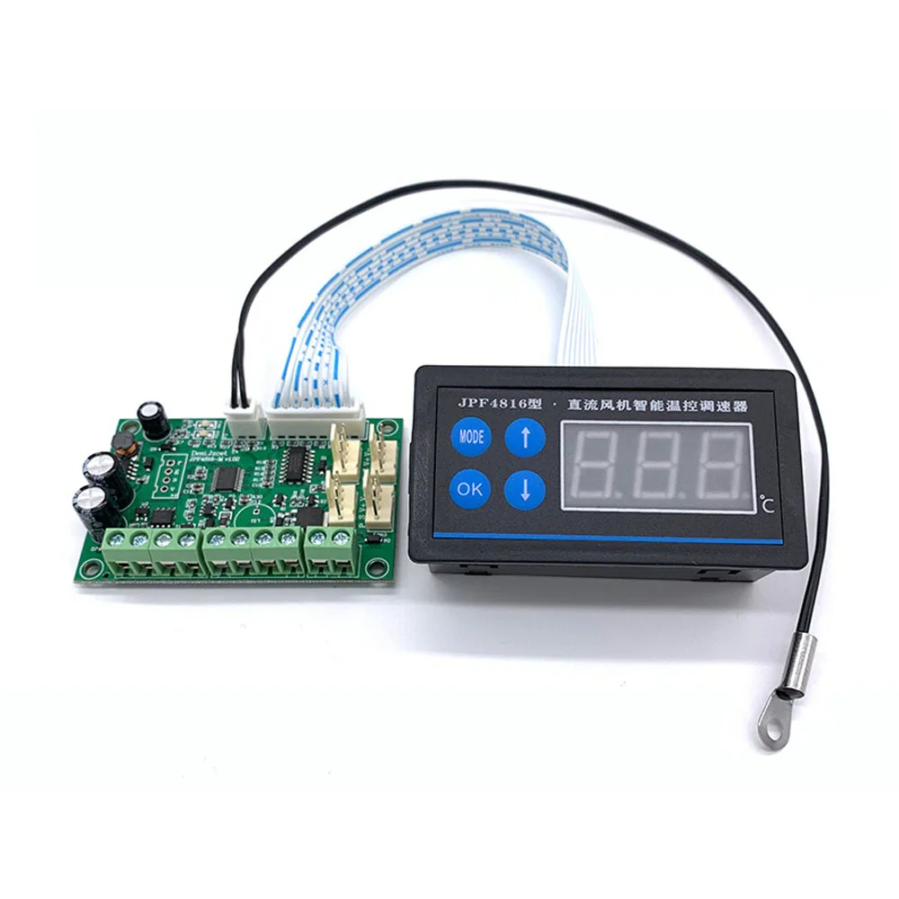 Imagem -04 - Controlador de Velocidade do Ventilador com Display Led Controle de Temperatura Pwm Regulação de Velocidade Rs485 Serial Temp dc 12v 24v 48v 6a