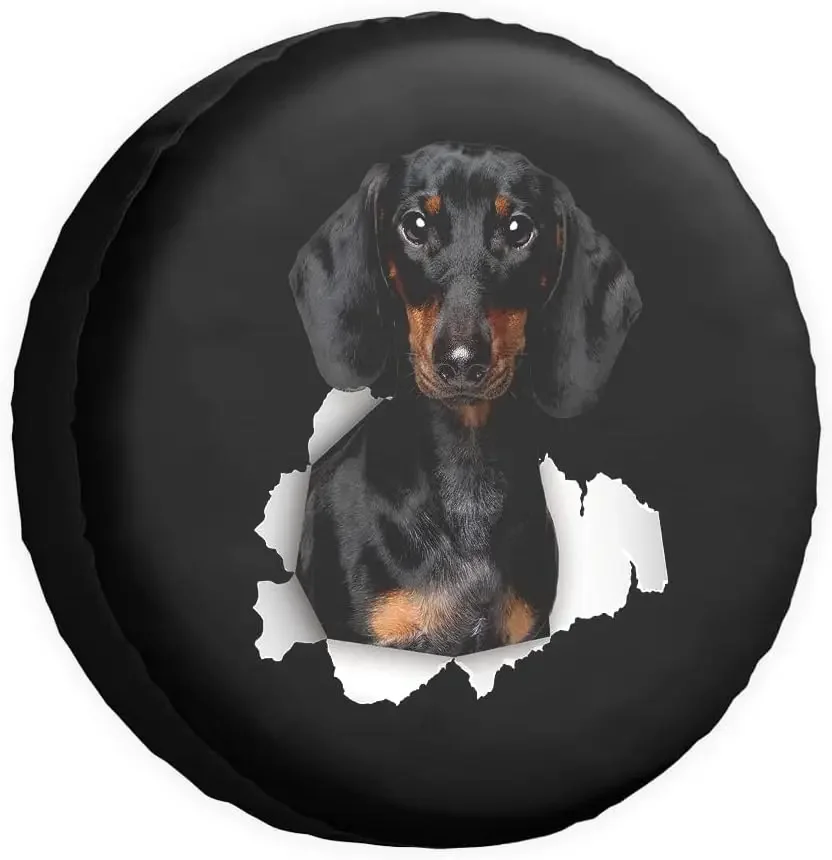 

Funny Pet Dachshund Dog Pattern Car Tire Cover Wheel Protectors Water Dustproof Universal Fit For SUV Truck Camper Travel