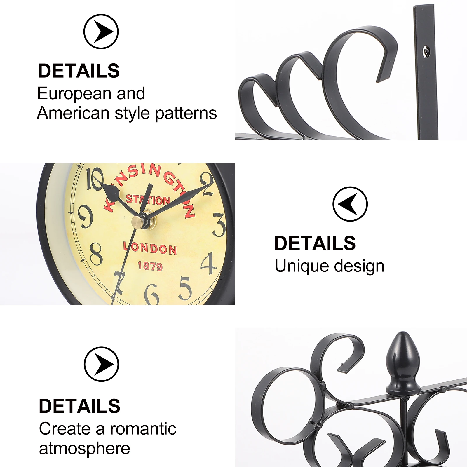 

Silent Vintage Style Decorative Hanging For Home Living Room Bedroom Study Decor Wall Decor Retro Mute Hanging Clock European