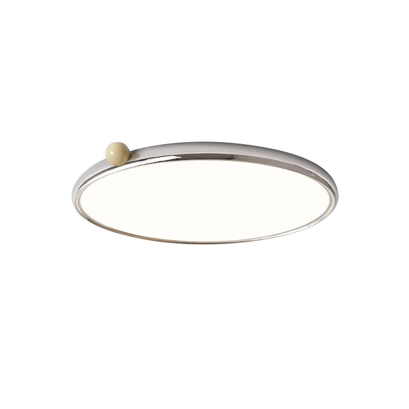 Full spectrum Bauhaus medieval bedroom ceiling light chrome ultra-thin retro milk bean eye protection minimalist master