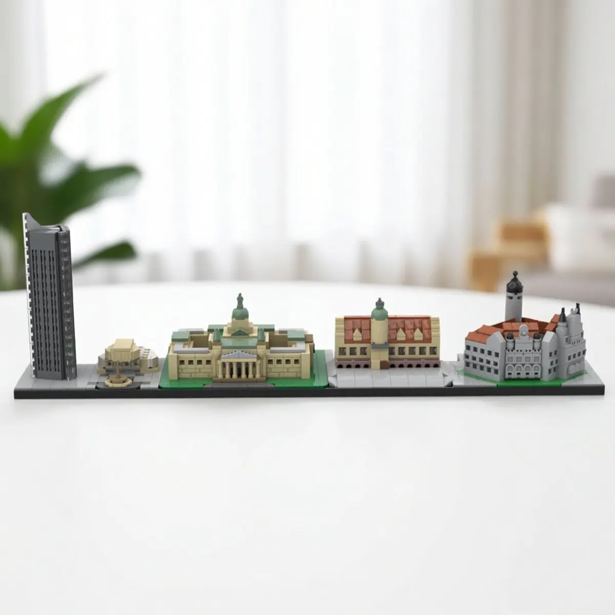 MOC German City Street View Building Blocks Kids Puzzle Toys Leipzig Skyline Architecture Model Adult Collection Birthday Gift