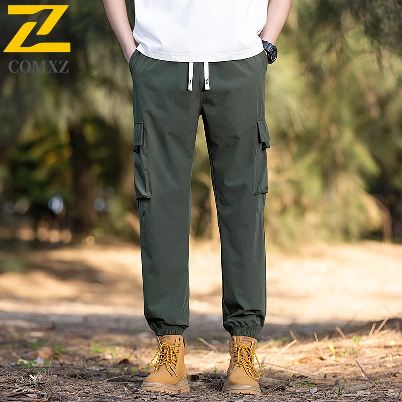 Pantaloni casual da uomo in seta di ghiaccio Pantaloni estivi da lavoro larghi e traspiranti per la nuova pelle Pantaloni stile harem Pantaloni da escursionismo da campeggio multitasche