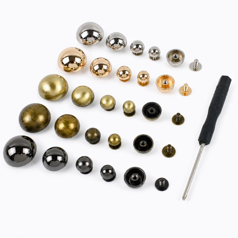 20Pcs Deepeel 8-20mm Metal Round Button Rivets for Handbag Clothing Decoration Screw Back Studs Fastener Leather Craft Parts Set