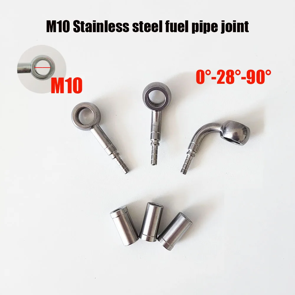

0° -28° -90° 90° Stainless Steel M10 Oil Hose Joint For Motorcycle Auto Bike 10mm Banjo Eye Brake Clutch Oil Hose Line Ends