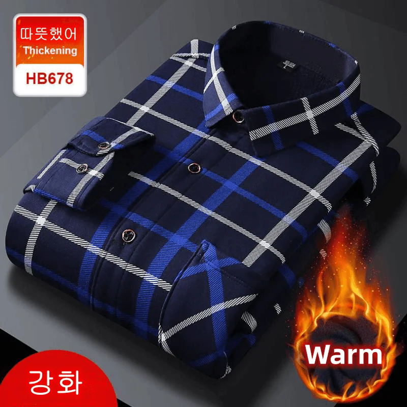 New Autumn Winter Men\'s Thick Warm Fashion Casual Long Sleeve Plaid Shirt Men\'s Casual High Quality Soft Large Size Top Shirt