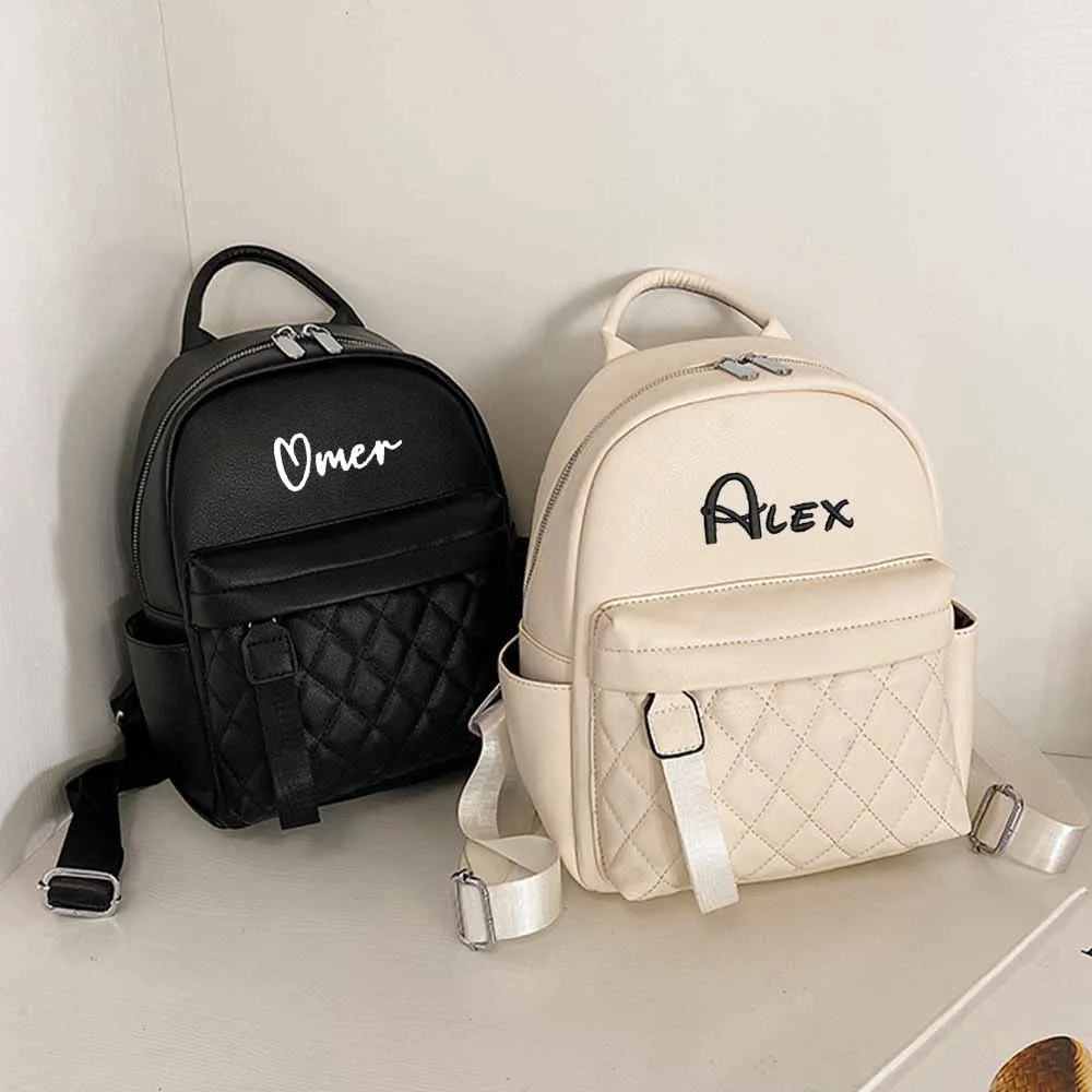 

High Quality Fashionable Simple Women's Backpack, Personalized Embroidery Versatile Campus Student Bag, Custom Holiday Gift Bag