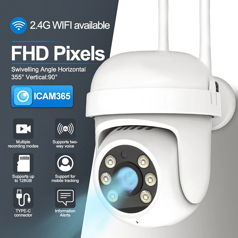 Wireless Camera for Home Security 1080P Indoor Outdoor Surveillance Night Vision Two-Way Audio And Motion Detection CCTV Camera