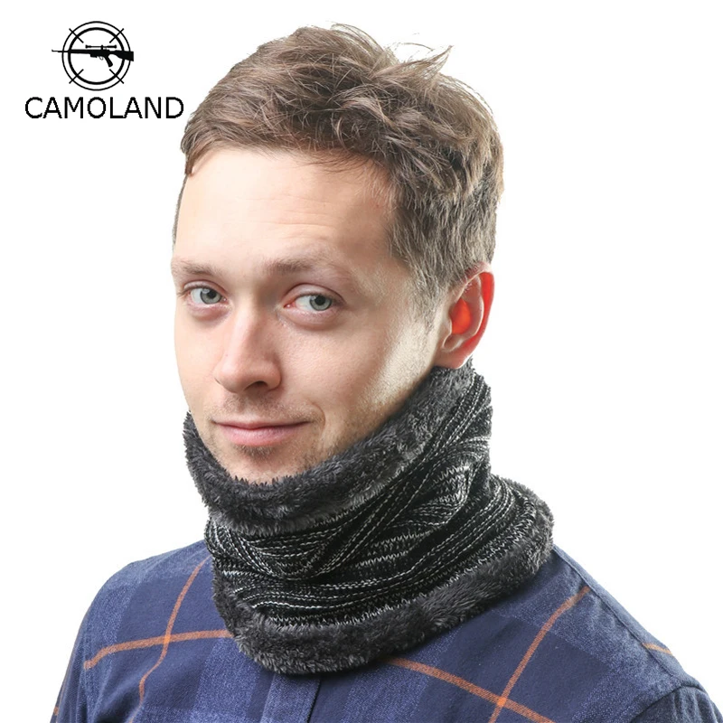 CAMOLAND Winter Warm Scarf For Men Women Outdoor Scarf Thick Wool Collar Scarves Scarf Cotton Knitted Ring Solid Scarve