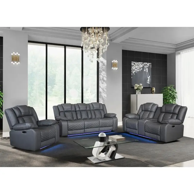 Grey 3-Piece Living Room Set - Modern Sofa and Chair Collection for Home Decor