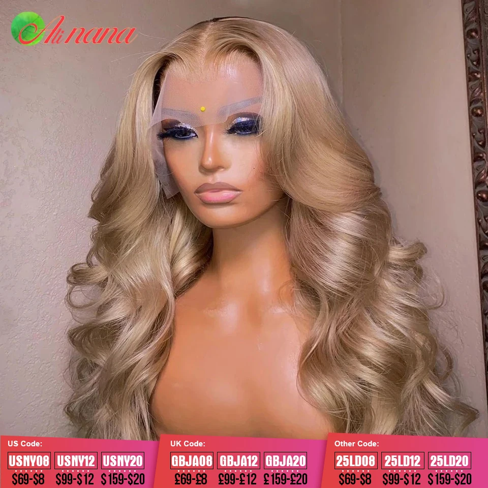 Licht Asblond Gekleurde 13x4 Kanten Voorkant Pruik Voorgeplukt Body Wave Stijl Honingblond 5x5 Vetersluiting Pruik Menselijk haar Voor Vrouwen