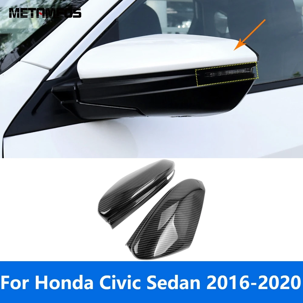 For Honda Civic Sedan 2016-2018 2019 2020 Carbon Fiber Rearview Side Door Mirror Cover Trim Protection Cap Exterior Accessories