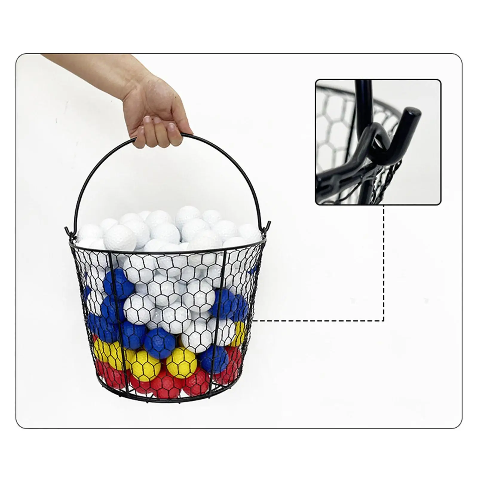 Metal Wire Golf Ball Bucket Portable Large Capacity, Golf Basket Golf Ball