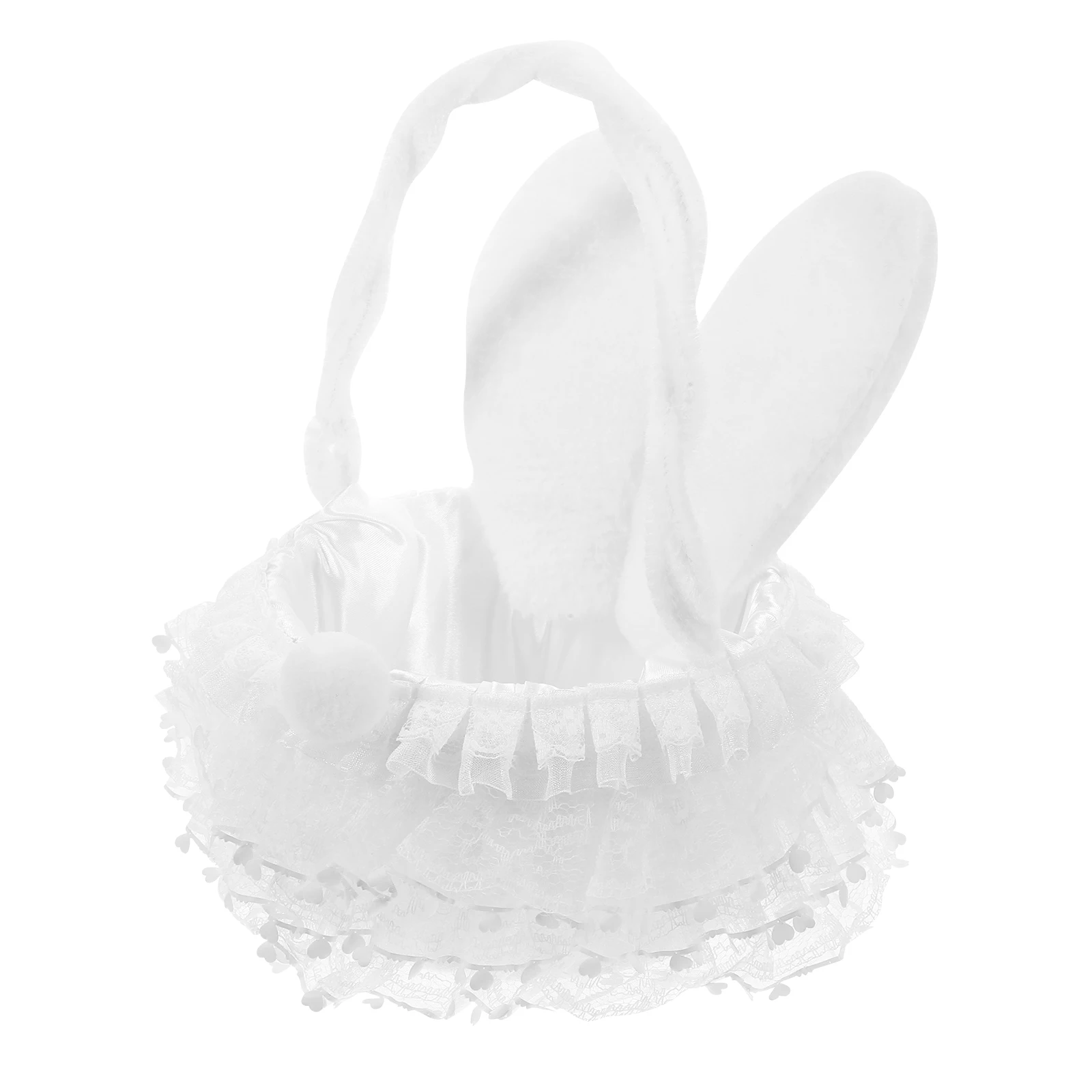 

Cute Rabbit Ear Flower Basket Pink Storage Woven Handled Baskets Easter Treats 5854 Portable Bunny Decorations Storage