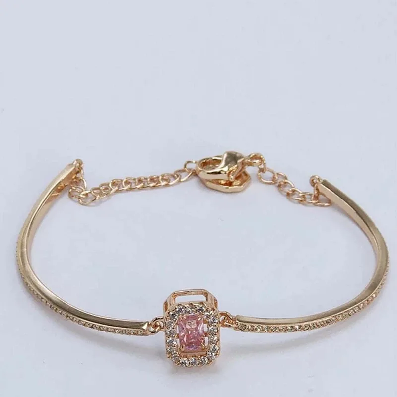 New Millennium Octagonal Rose Gold Imitation Crystal Women's Bracelet Elegant Jewelry Valentine's Day Gift