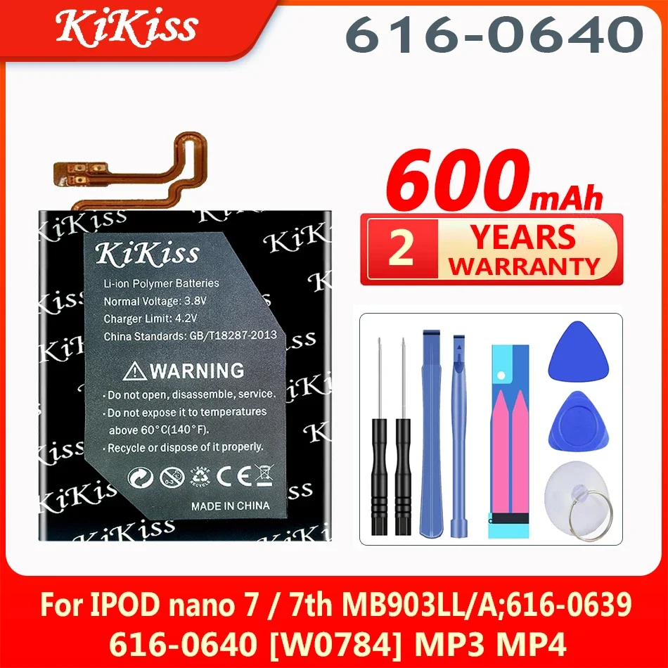 KiKiss  A1446 Replacement Li-Polymer Battery for IPOD Nano 7, 7th MB903LL/A, 616-0639, 616-0640 [W0784], MP3 MP4,600mAh