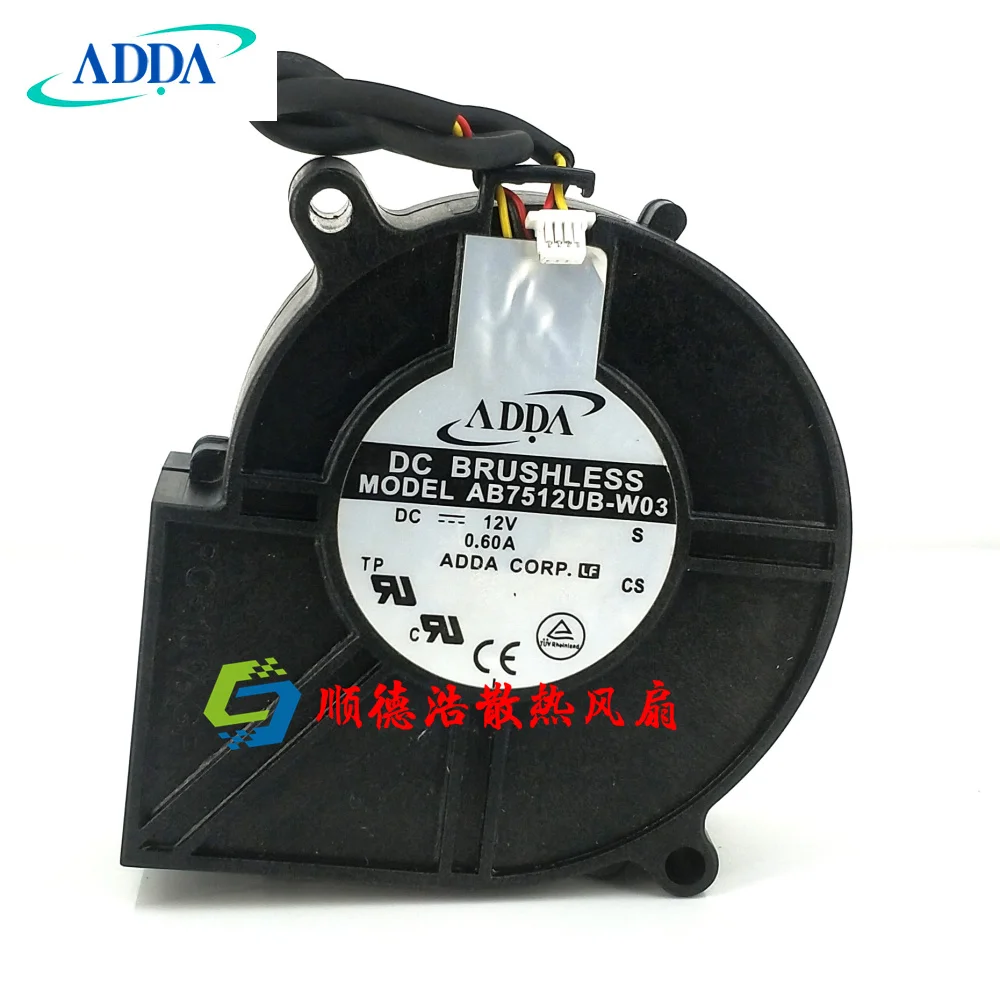 

ADDA AB7512UB-W03 DC 12V 0.60A 75x75x30mm 3-Wire Server Cooling Fan