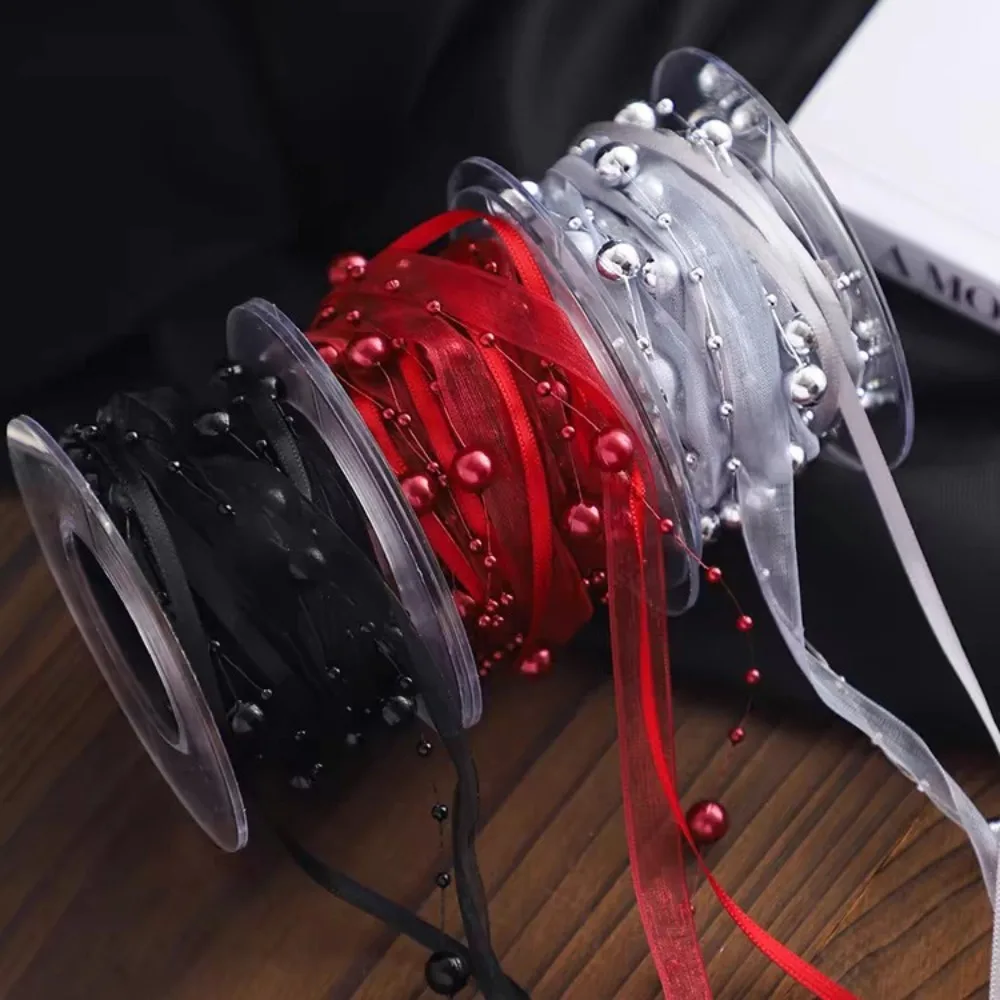 

Декоративная лента с бусинами, 1 рулон, 4,5 м, для флористики, упаковки подарков, рукоделия, шитья одежды, оформления цветов