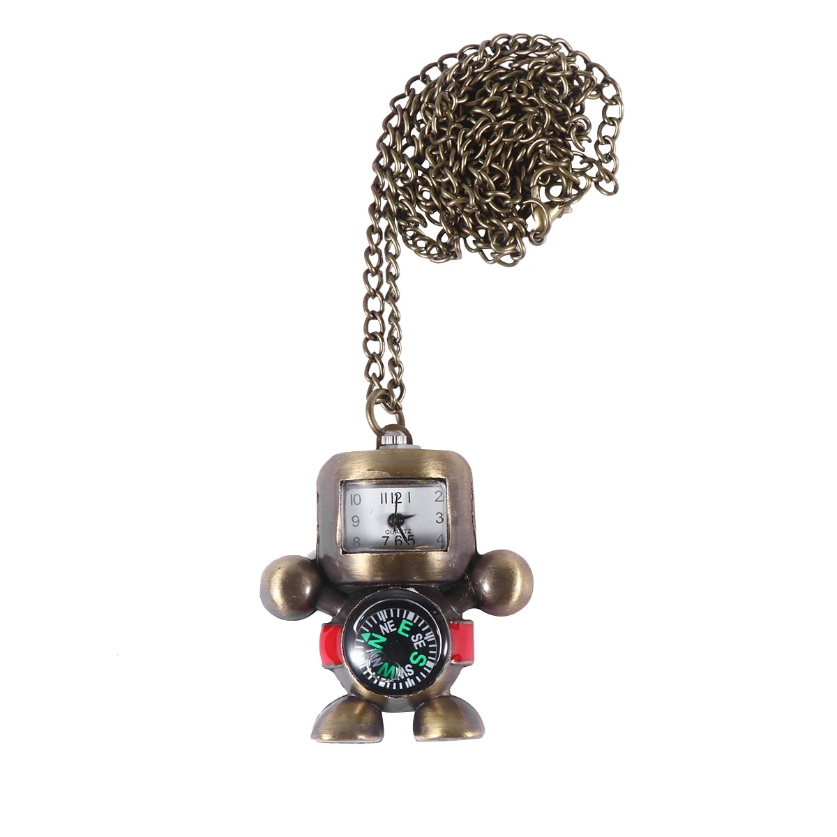 

Pocket Watch Keychain Classical Stylish Fashionable Necklace Design Durable Material Multi Function Compass Robot Easy Time