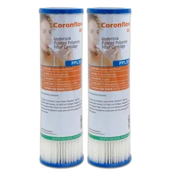 Pleated Polyester Water Filter Cartridge, High Flow Sediment Filter, 30 Micron, 2.5 