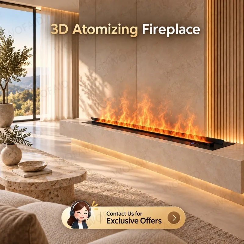 WOFAID Luxury 3D Water Vapor Fireplace Insert Smart APP Control Realistic Mist Flame for Villa Living Room Media Wall Decor