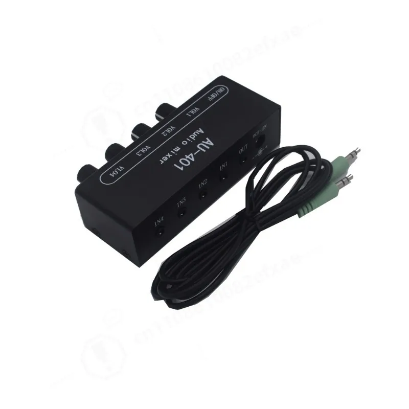 4 In 1 Out Stereo Audio Mixer Active Sound Mixer Board 4 Channel Line Mixer for DJ Studio Live Streaming Karaoke Podcast