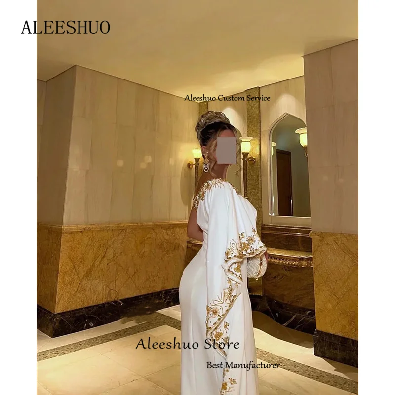 Aleeshuo Modern Mermaid Satin Prom Dress Pleated Shiny Beaded Crystal Evening Dress One Shoulder Open Back Zipper Customized