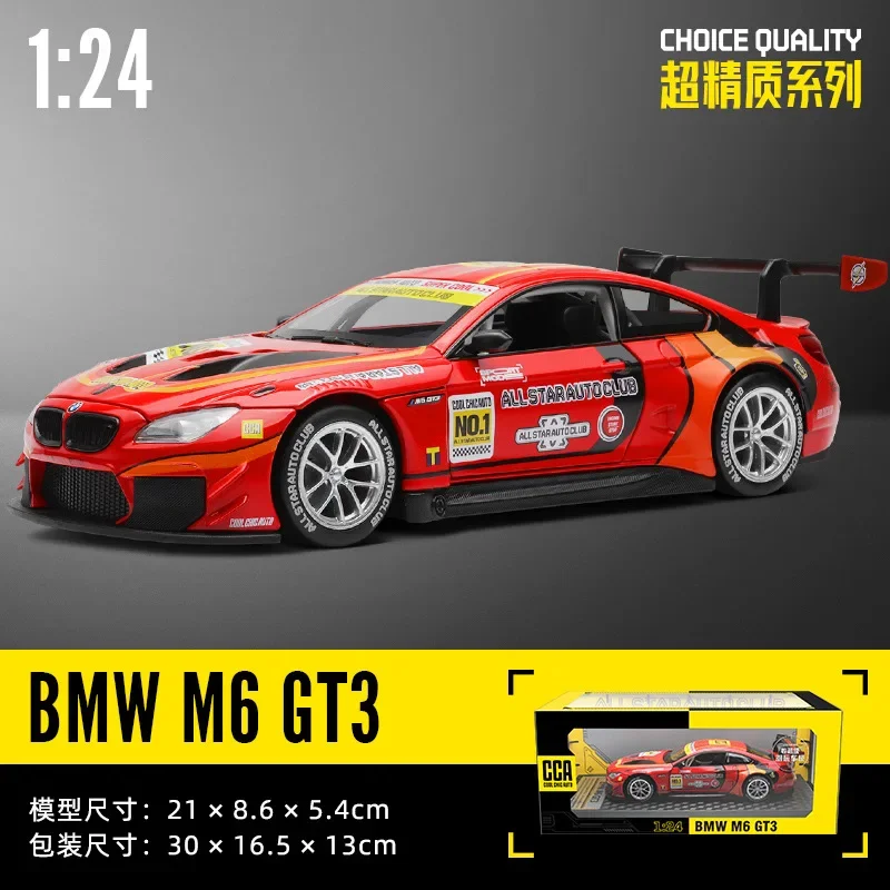 1:24 BMW M6 GT3 racing car High Simulation Diecast Metal Alloy Model car Sound Light Pull Back Collection Kids Toy Gifts X40