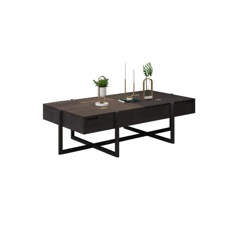 

Nordic minimalist coffee table creation Italian minimalist solid wood edge living room combination light luxury