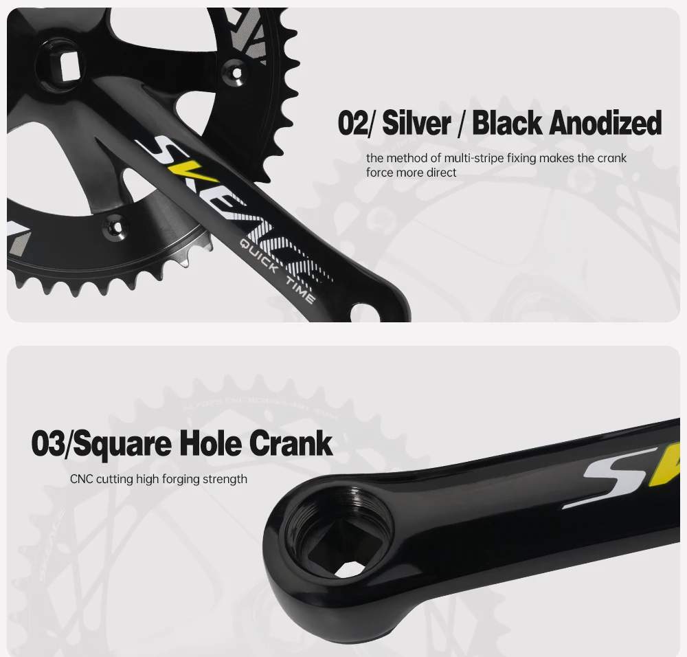 SKEACE 48T Fahrrad Kurbelgarnitur Fixed Gear Kettenrad BCD 144mm Spindel 110mm Rennrad Kurbel Single Speed Kettenblatt BMX Teil – Detail 5