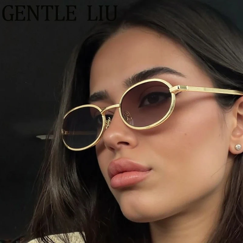 

Small Oval Punk Sunglasses Women 2025 Luxury Brand Vintage Metal Frame Sun Glasses For Ladies Change Color Eyewear Travel Shades
