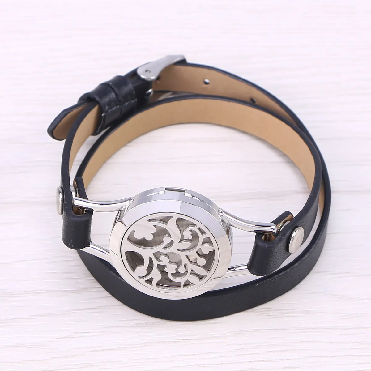 Stainless Steel Perfume Bracelet Black Bangle Stylish Women Bracelet Birthday Gift Environmental Protection